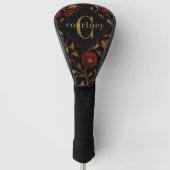 William Morris Red Gold Poppy Monogram Golf Headcover (Vorderseite)