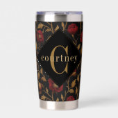 William Morris Red Gold Poppy Monogram Thermobecher (Vorderseite)