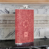 William Morris Red Marigold Pattern mit Initial Flachmann