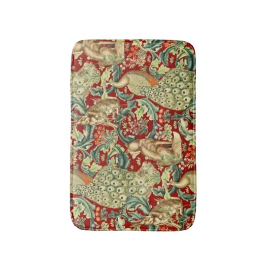 William Morris Red Pattern Forest Badematte (Vorderseite Vertikal)