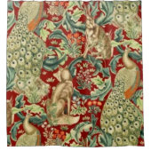 William Morris Red Pattern Forest Duschvorhang (Vorderseite)