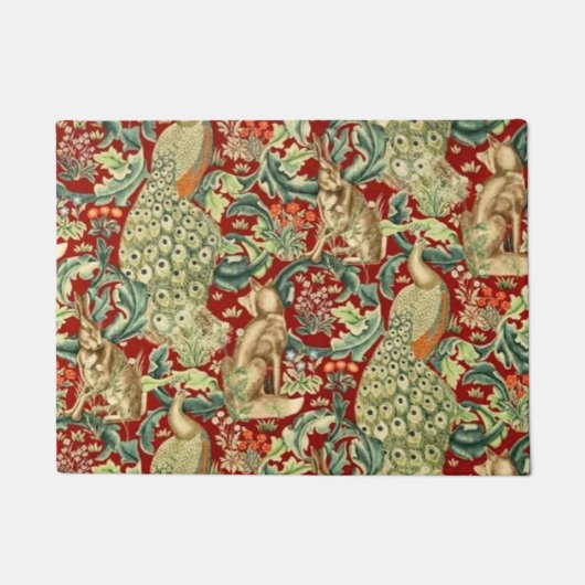 William Morris Red Pattern Forest Fußmatte (Vorderseite)