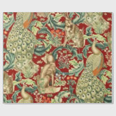 William Morris Red Pattern Forest Geschenkpapier (Flach)