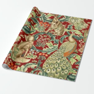 William Morris Red Pattern Forest Geschenkpapier