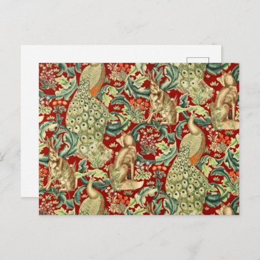 William Morris Red Pattern Forest Postkarte (Vorne/Hinten)