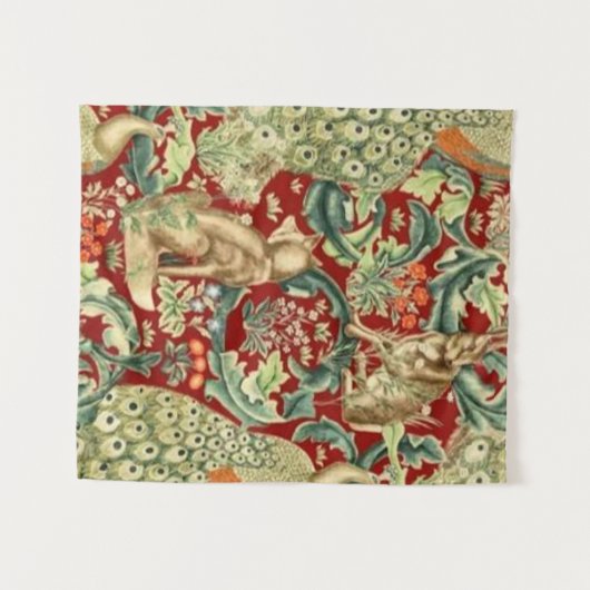 William Morris Red Pattern Forest Wandteppich (Vorderseite (Horizontal))