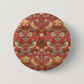 William Morris Red Strawberry Thief Button (Vorderseite)