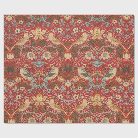 William Morris Red Strawberry Thief Geschenkpapier (Flach)