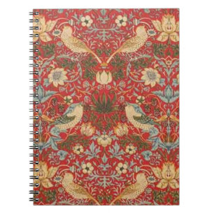 William Morris Red Strawberry Thief Notizblock
