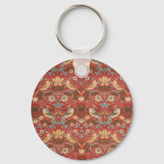 William Morris Red Strawberry Thief Schlüsselanhänger (Vorderseite)