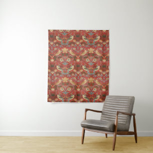 William Morris Red Strawberry Thief Wandteppich