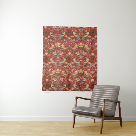 William Morris Red Strawberry Thief Wandteppich (Beispiel)