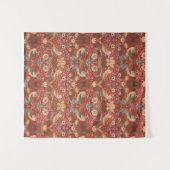 William Morris Red Strawberry Thief Wandteppich (Vorderseite (Horizontal))