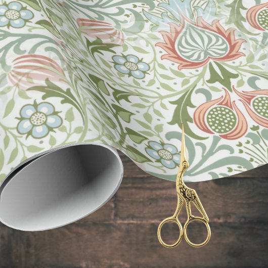 William Morris Remix Green Red Persian Floral Geschenkpapier