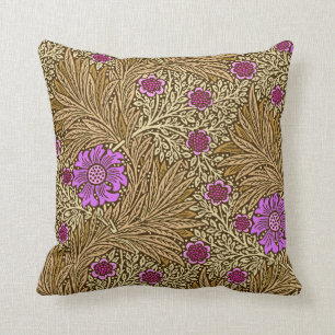 William Morris Ringelblume, Braun, Beige und Viole Kissen