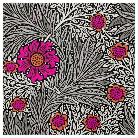 William Morris-Ringelblume, Graues/Grau und Weiß Stoff (Muster)