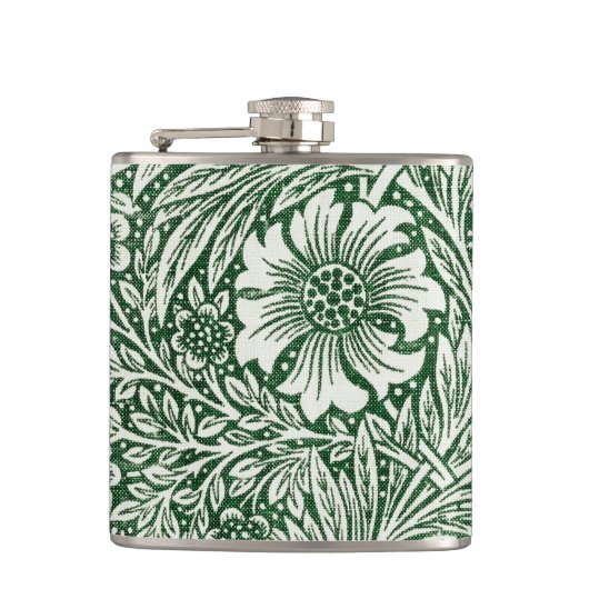 William Morris Ringelblume grün floral Blume Flachmann (Vorderseite)