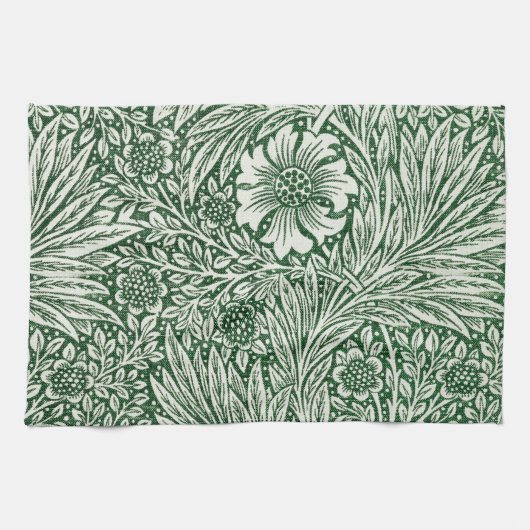 William Morris Ringelblume grün floral Blume Geschirrtuch (Horizontal)