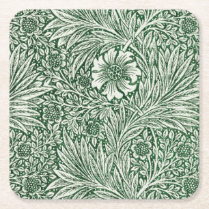 William Morris Ringelblume grün floral Blume Rechteckiger Pappuntersetzer
