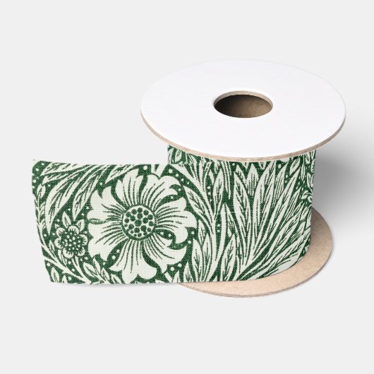 William Morris Ringelblume grün floral Blume Satinband (Spule)
