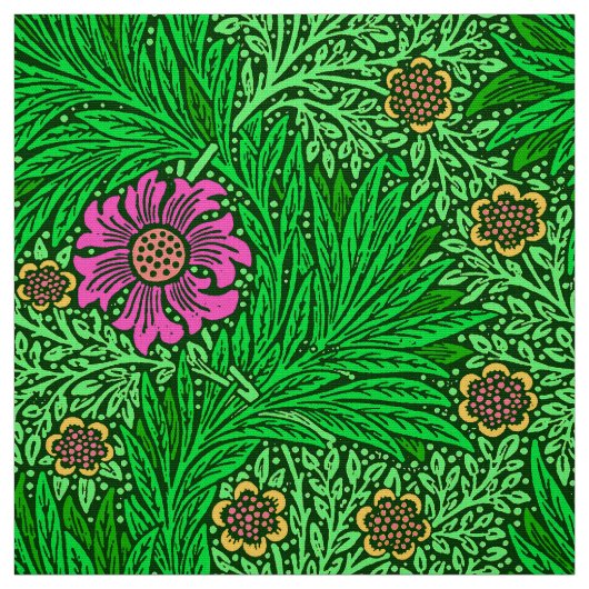 William Morris-Ringelblume, Smaragdgrün u. Fuchsie Stoff (Muster)