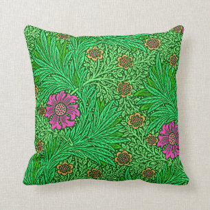 William Morris Ringelblume, Smaragdgrün und Fuchsi Kissen