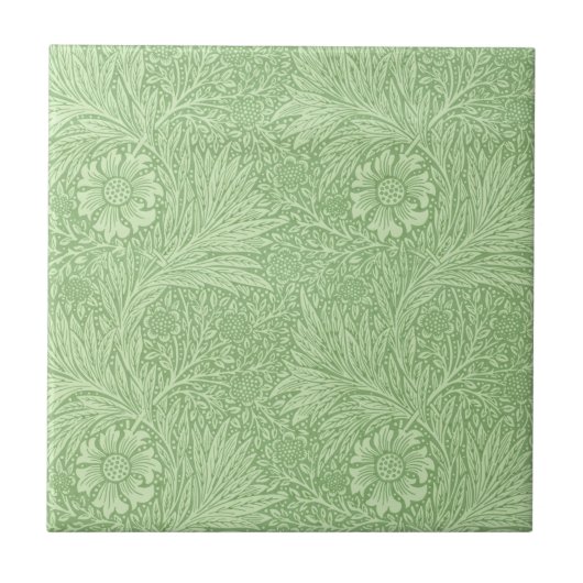 William Morris-Ringelblumen-(grünes) Muster Fliese (Vorderseite)