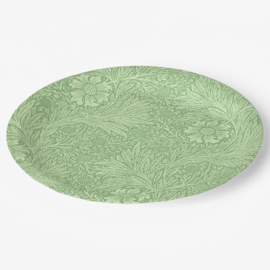 William Morris-Ringelblumen-(grünes) Muster Pappteller (Schrägansicht)