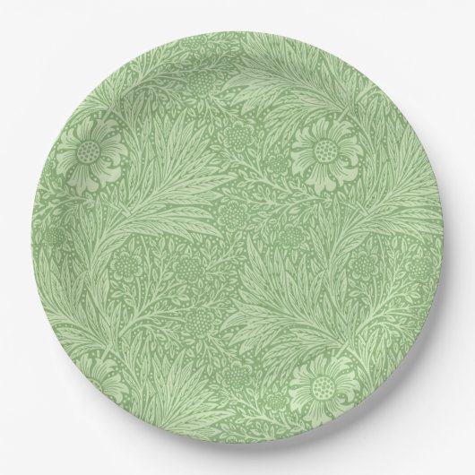 William Morris-Ringelblumen-(grünes) Muster Pappteller (Vorderseite)