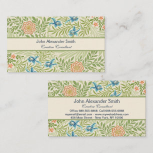William Morris - Rittersporn-Blatt- und Blumenmust Visitenkarte