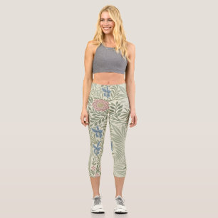 William Morris Rittersporn-Blumen-Wallpaper Capri Leggings