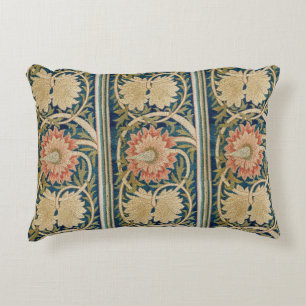 William Morris Rosa Florale Seidenstickerei Antik Dekokissen