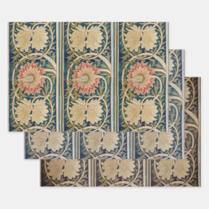 William Morris Rosa Florale Seidenstickerei Antik Geschenkpapier Set