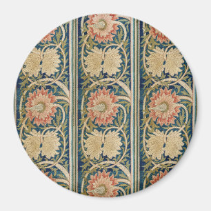 William Morris Rosa Florale Seidenstickerei Antik Magnet