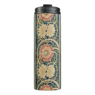 William Morris Rosa Florale Seidenstickerei Antik Thermosbecher