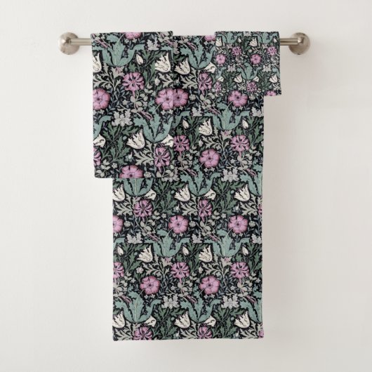William Morris Rosa Mohn Botanical Victorian  Badhandtuch Set (Insitu)