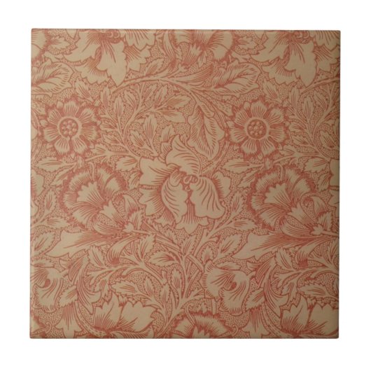 William Morris Rosa Mohnblume Blumen Fliese (Vorderseite)