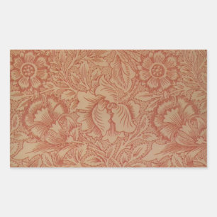 William Morris Rosa Mohnblume Blumen Rechteckiger Aufkleber