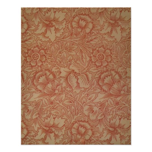 William Morris Rosa Mohnblumen-Blumenmuster Poster (Vorderseite)