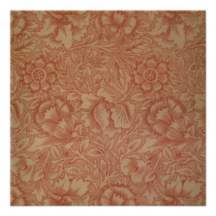 William Morris Rosa Mohnblumen-Blumenmuster Poster