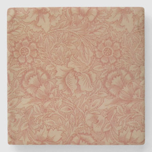 William Morris Rosa Mohnblumen-Blumenmuster Steinuntersetzer