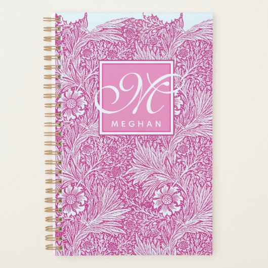 William Morris, Rosa Tagetes & Monogramm Planer (Vorderseite)