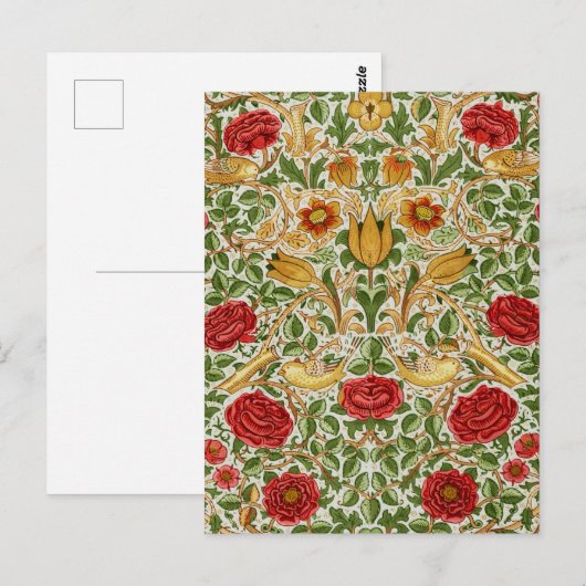 William Morris Rose & Birds Chintz Red Postkarte (Vorne/Hinten)