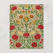 William Morris Rose & Birds Chintz Red Postkarte (Vorderseite)