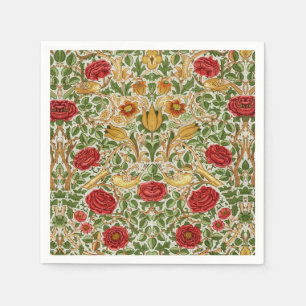 William Morris Rose & Birds Chintz Red Serviette