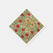 William Morris Rose & Birds Chintz Red Serviette (Ecke)