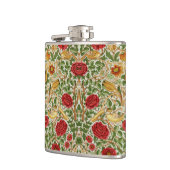 William Morris Rose & Birds Chintz Rot Flachmann (Links)