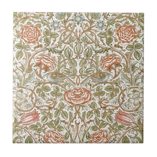 William Morris Rose Fliese (Vorderseite)