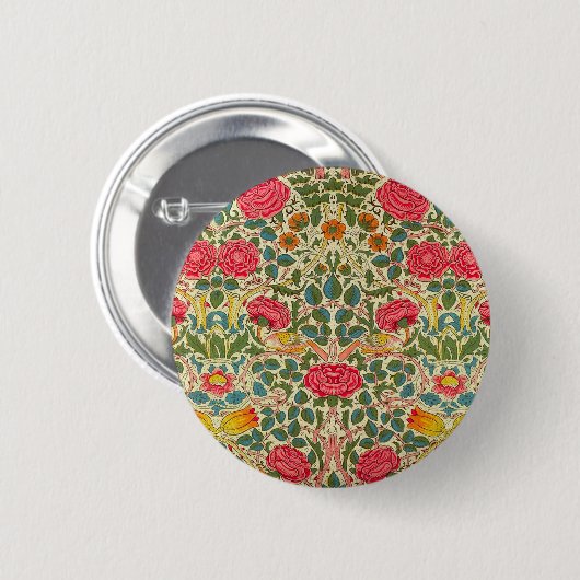 William Morris Rose Floral Chintz Pink Button (Vorne & Hinten)