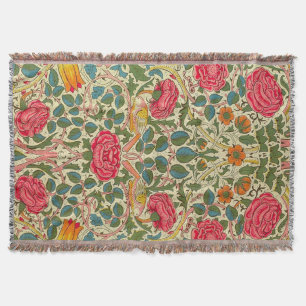 William Morris Rose Floral Chintz Pink Decke